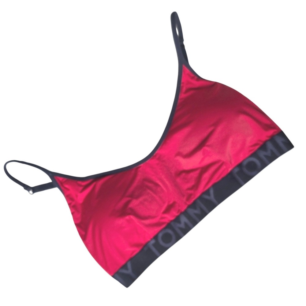 TOMMY HILFIGER Women's Red minimalist red blue bralette adjustable pads M